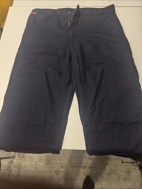 Men's Dark Navy Work Pants with Red Logo Tab